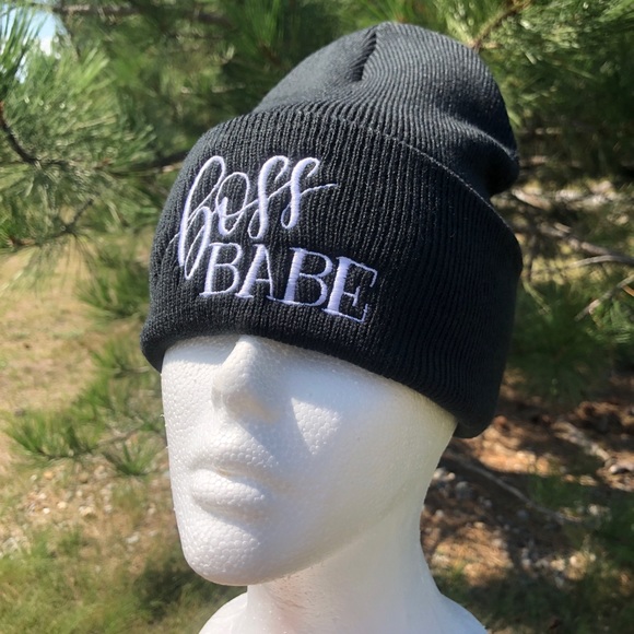 New Exclusive Boss BABE Fold Over Beanie Hat - Picture 3 of 4